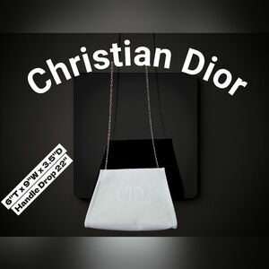 Dior Classic Dove Gray Shoulder Bag W/Silver Chain And Tasle Keychain